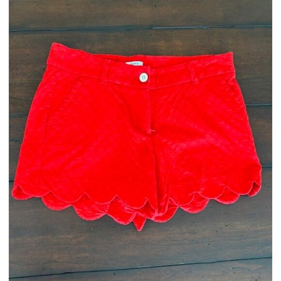 Caribbean Joe Pants - Caribbean‎ Joe Women's Shelby Size 6 Scalloped Hem Red Shorts